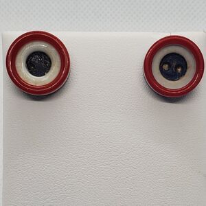 Vintage Red, White, & Blue Button Earrings
